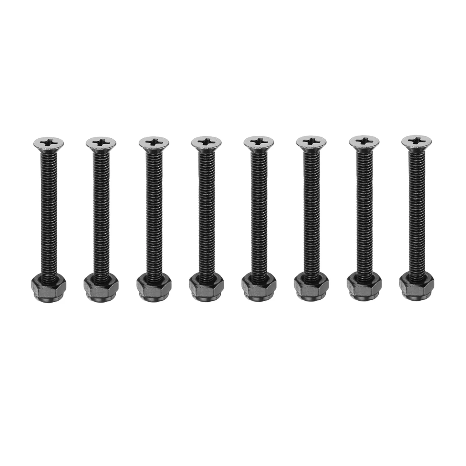 PATIKIL Skateboard Mounting Hardware 1-9/16' Black - 8pcs Carbon Steel Screws, Bolts & Nuts