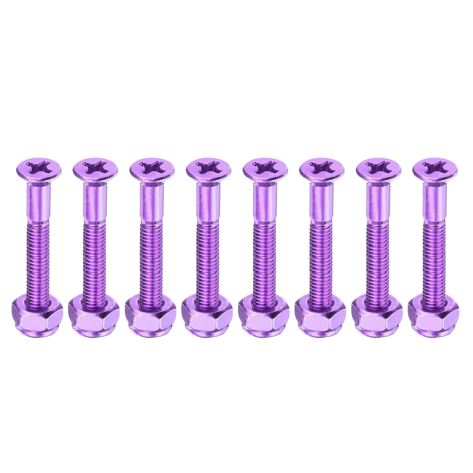 PATIKIL Skateboard Mounting Hardware 1.25', 8pcs Carbon Steel Screws Bolts & Nuts - Purple