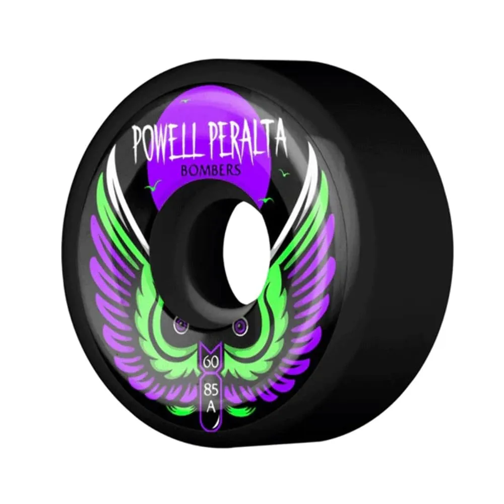 Powell Peralta Bombers 60mm 85A Black Skateboard Wheels - High-Quality Performance