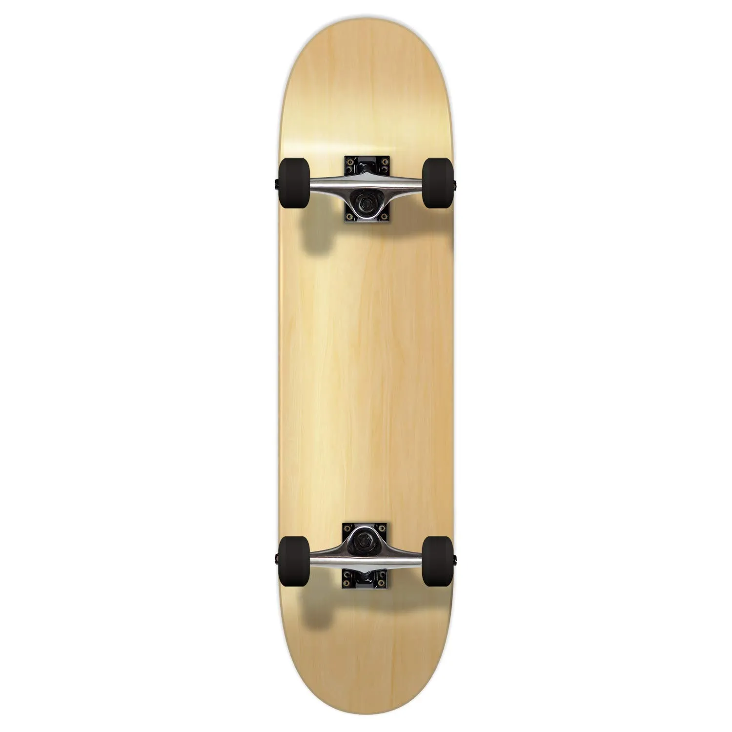 Pro Yocaher 7.5' Blank Complete Skateboard - Natural Wood, 7-Ply Maple, ABEC-9 Bearings