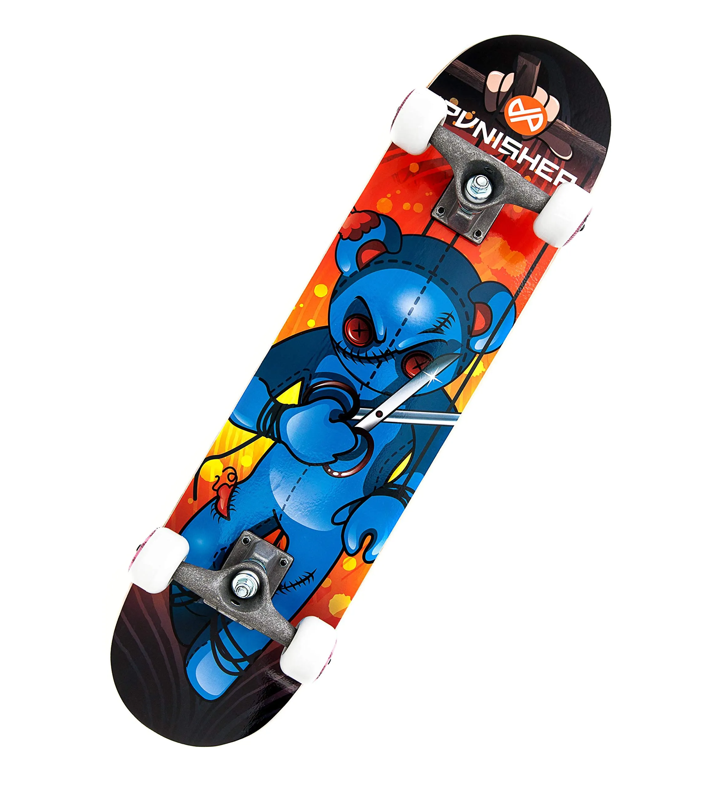 Punisher Skateboards Puppet 31-Inch Double Kick Concave Complete Skateboard - High Quality, Durable