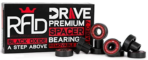 RAD Precision Longboard Bearings with Built-In Spacer - ABEC-7 Red/Black