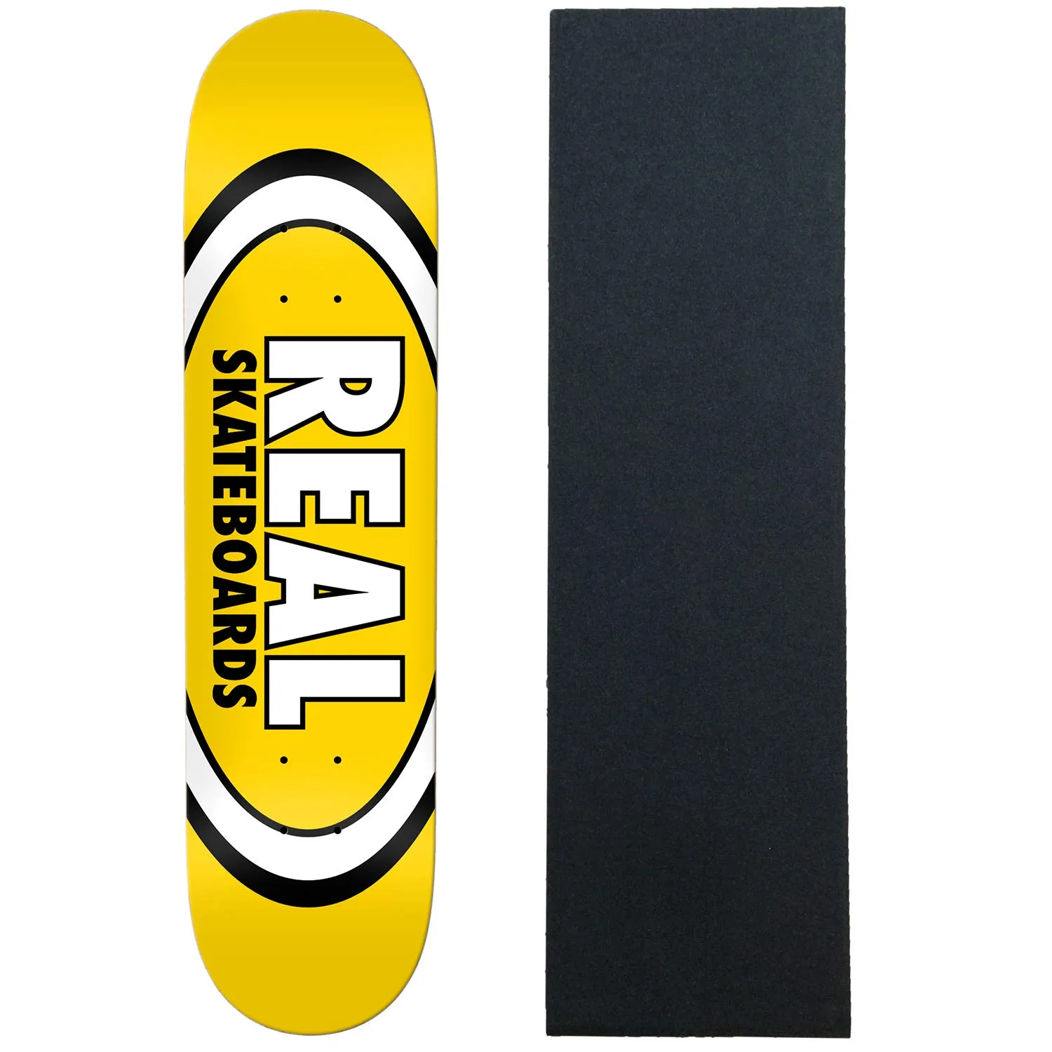 Real Skateboards Classic Oval Deck 8.06' x 31.8' Yellow with Black Diamond Griptape