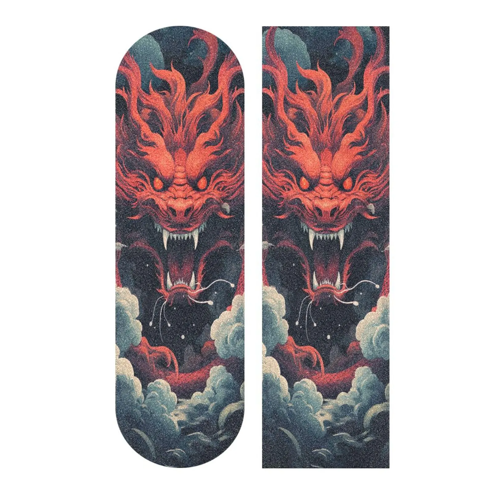 Red Dragon Pattern Skateboard Grip Tape 9'x33' - Bubble Free, Waterproof, Non-Slip Griptape