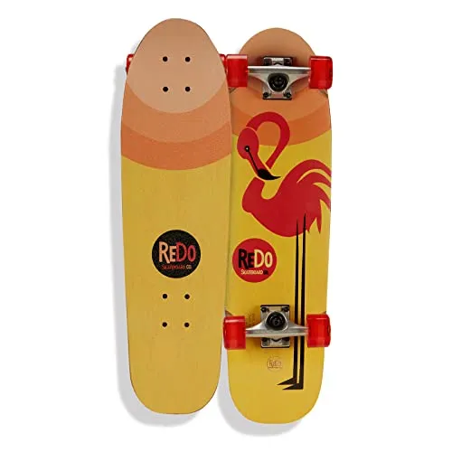 ReDo Skateboard Kids 8' Zodiac Flamingo Cruiser Complete Skateboard, Orange/Yellow