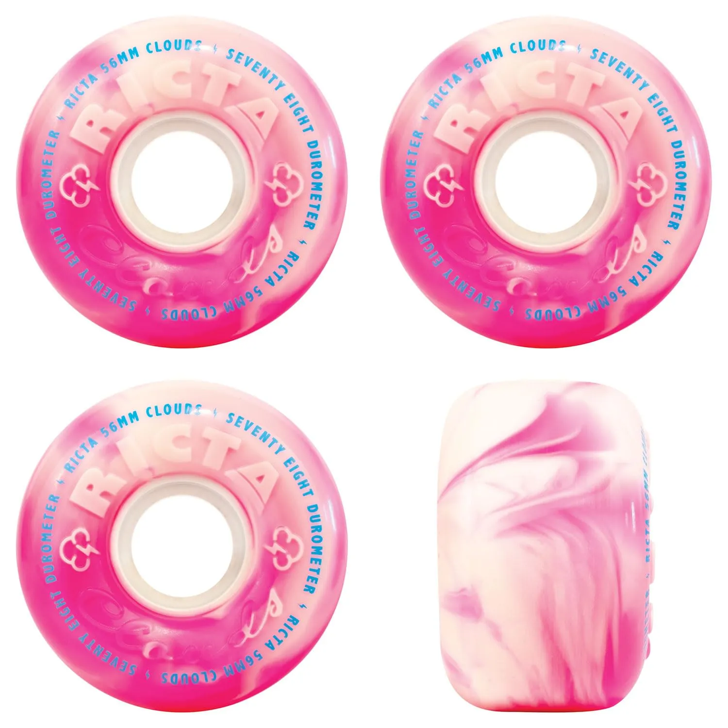 Ricta 56mm Clouds Pink Swirl 78a Skateboard Wheels - High-Performance Cruiser Wheels