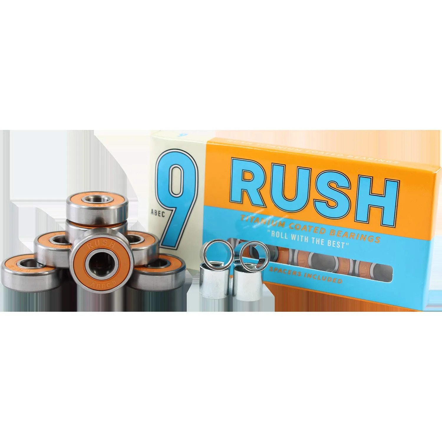 Rush Abec 9 Skateboard Bearings with Spacers for Smooth Performance