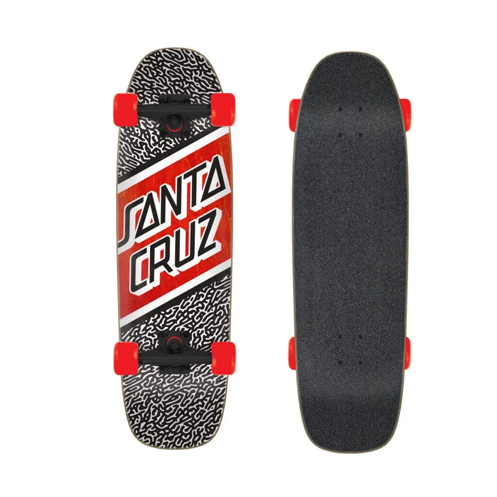 Santa Cruz Amoeba Street Cruzer Skateboard, Black/White/Red, 29.4'x8.4', 7-ply Construction