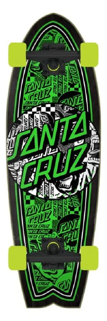 Santa Cruz Flier Collage Dot Shark Complete Cruiser Skateboard 8.8'x27.7' - Black/Red Graphic