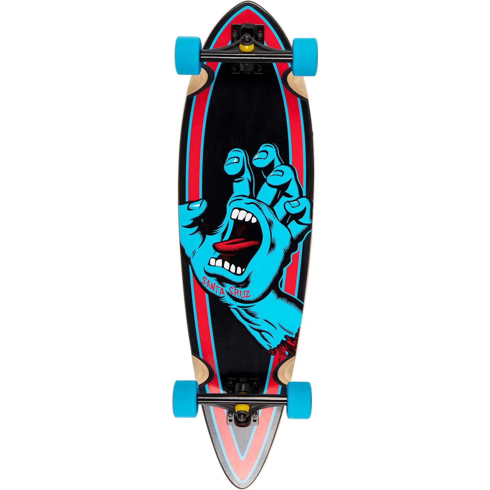 Santa Cruz Screaming Hand 9.20'x33' Pintail Skateboard Cruzer with 60mm Slime Balls Wheels