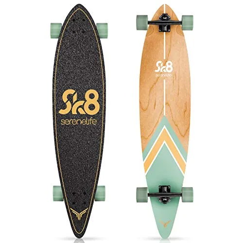 SereneLife Mini Cruiser Skateboard, 44x10 in, Green Canadian Maple, Non-Slip Grip, Durable Design