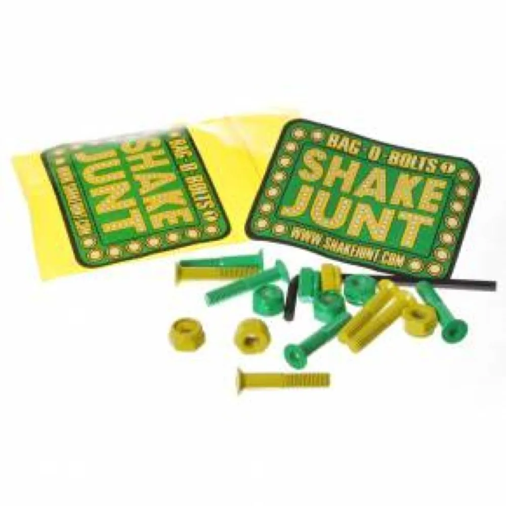 Shake Junt Allen Bag-O-Bolts Green/Yellow Skateboard Hardware Set - 1' Durable Mounting Kit