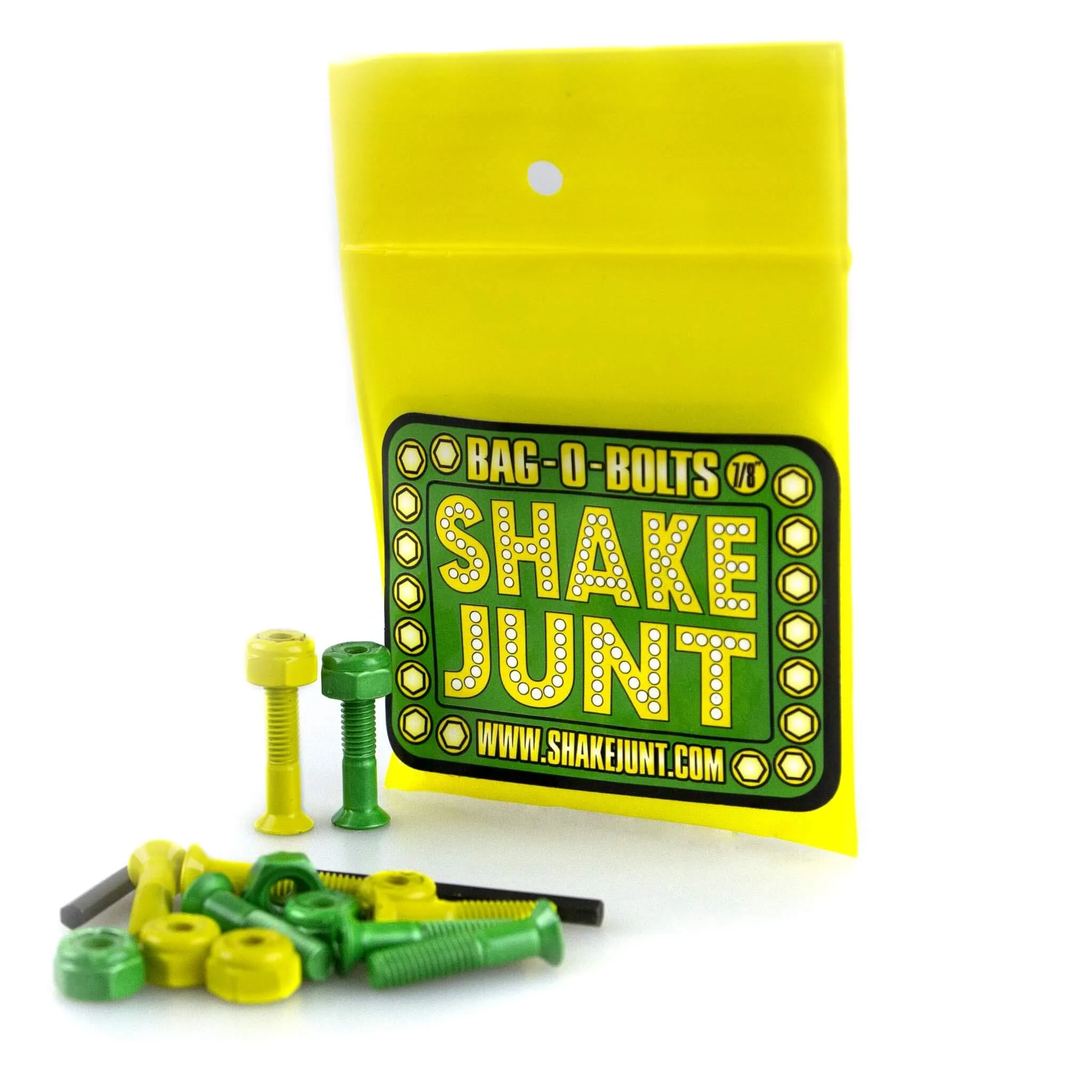 Shake Junt Bag O Bolts All Green & Yellow 7/8' Phillips Skateboarding Hardware