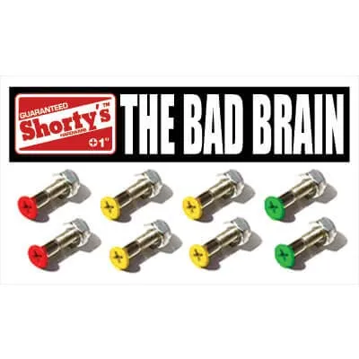 Shortys Bad Brain Skateboard Hardware Set - 1' Durable Skateboard Assembly Kit