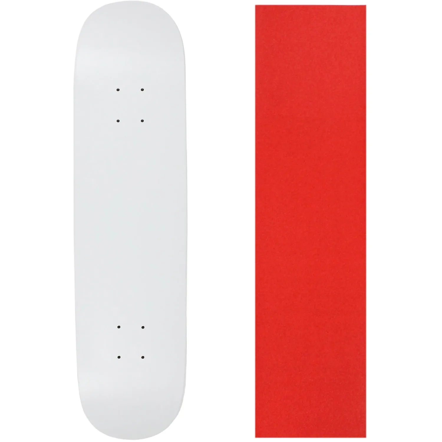 Skateboard Deck Pro 7.75' Canadian Maple DIP WHITE, 7-Ply with Black Diamond Griptape