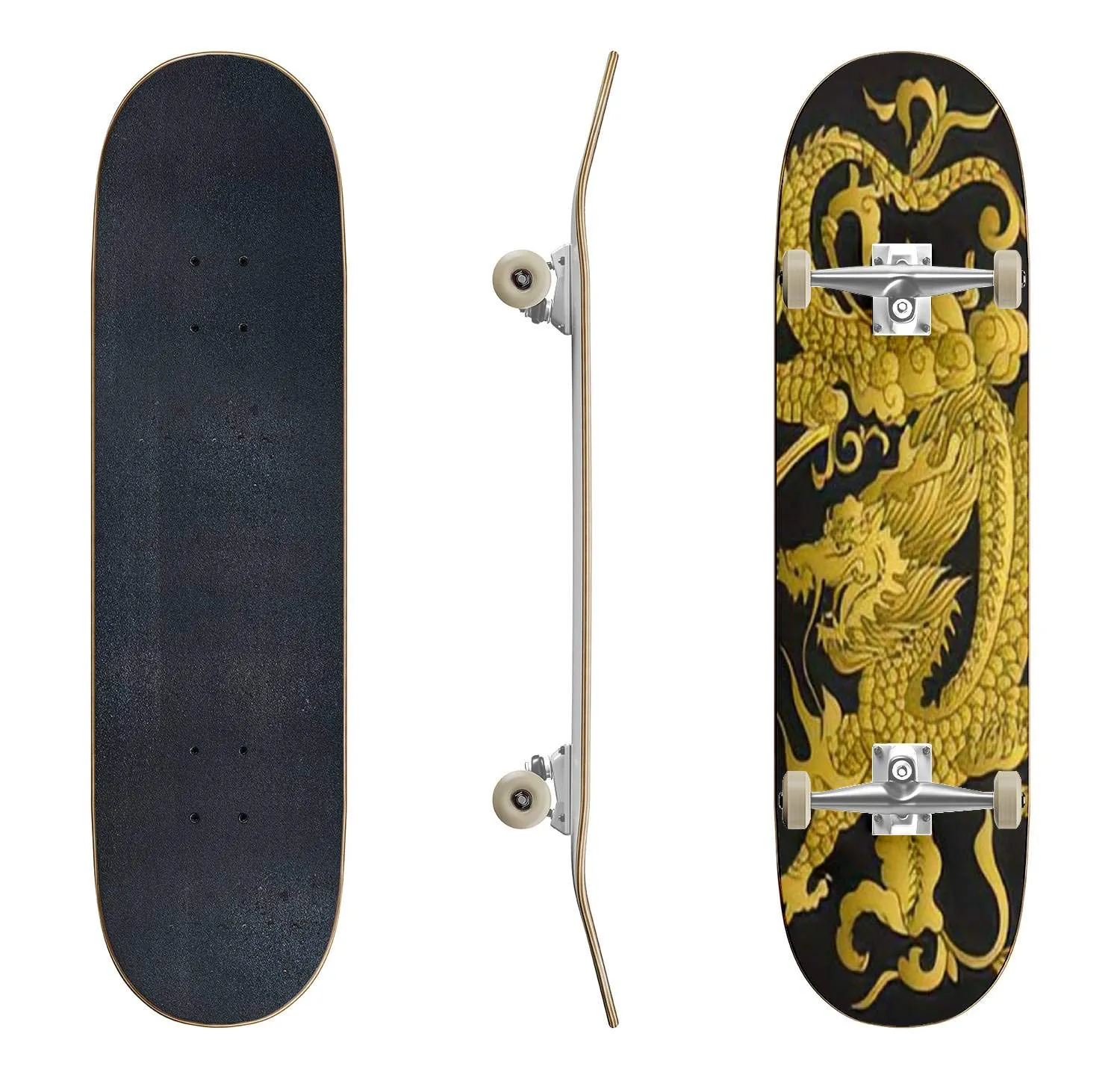 Skateboard Monochrome Seamless Pattern 31'x8' Maple Deck for Beginners & Professionals