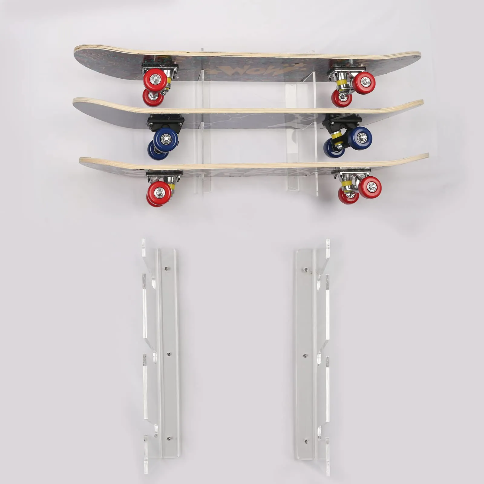 Skateboard Shelf Wall Mounted Storage Rack with Load-Bearing Design in Durable Acrylic