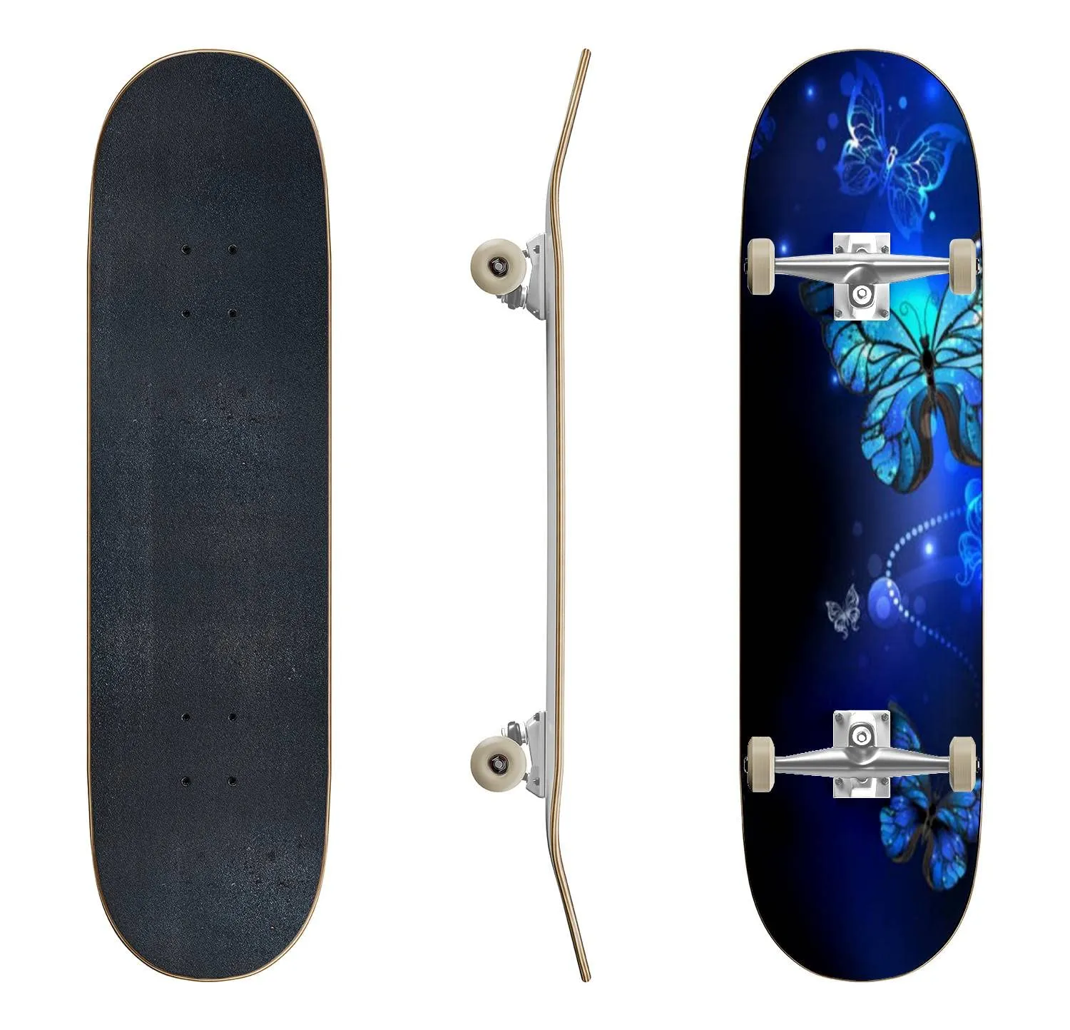 Skateboard with Flowers and Butterflies, 31'x8' Maple Deck, Cool Teen Gifts, Durable Longboard