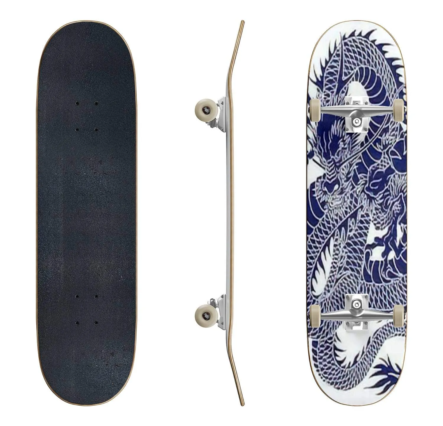 Skateboards with Japanese Dragon Design, 31'x8' Maple Deck, Perfect for Beginners & Pros