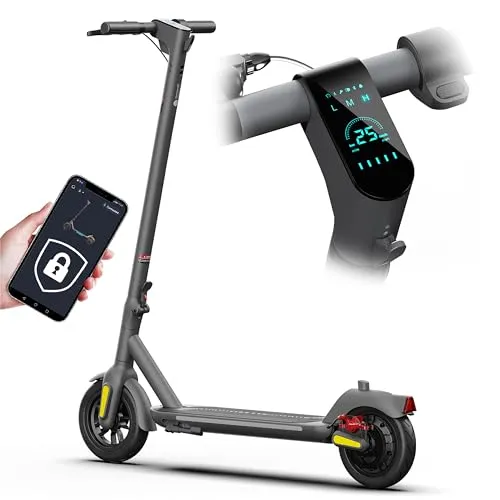 Smart Electric Scooter with 18.6 Mile Range, 15.5MPH Speed, Automatic Lights & Cruise Control