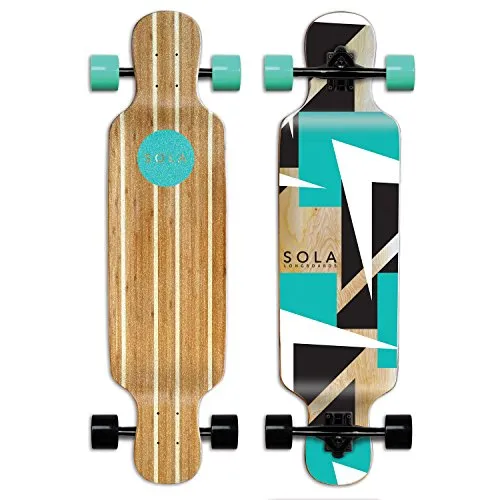 SOLA Bamboo Premium Graphic Design Complete Longboard Skateboard - 38.75 x 9.75 inch