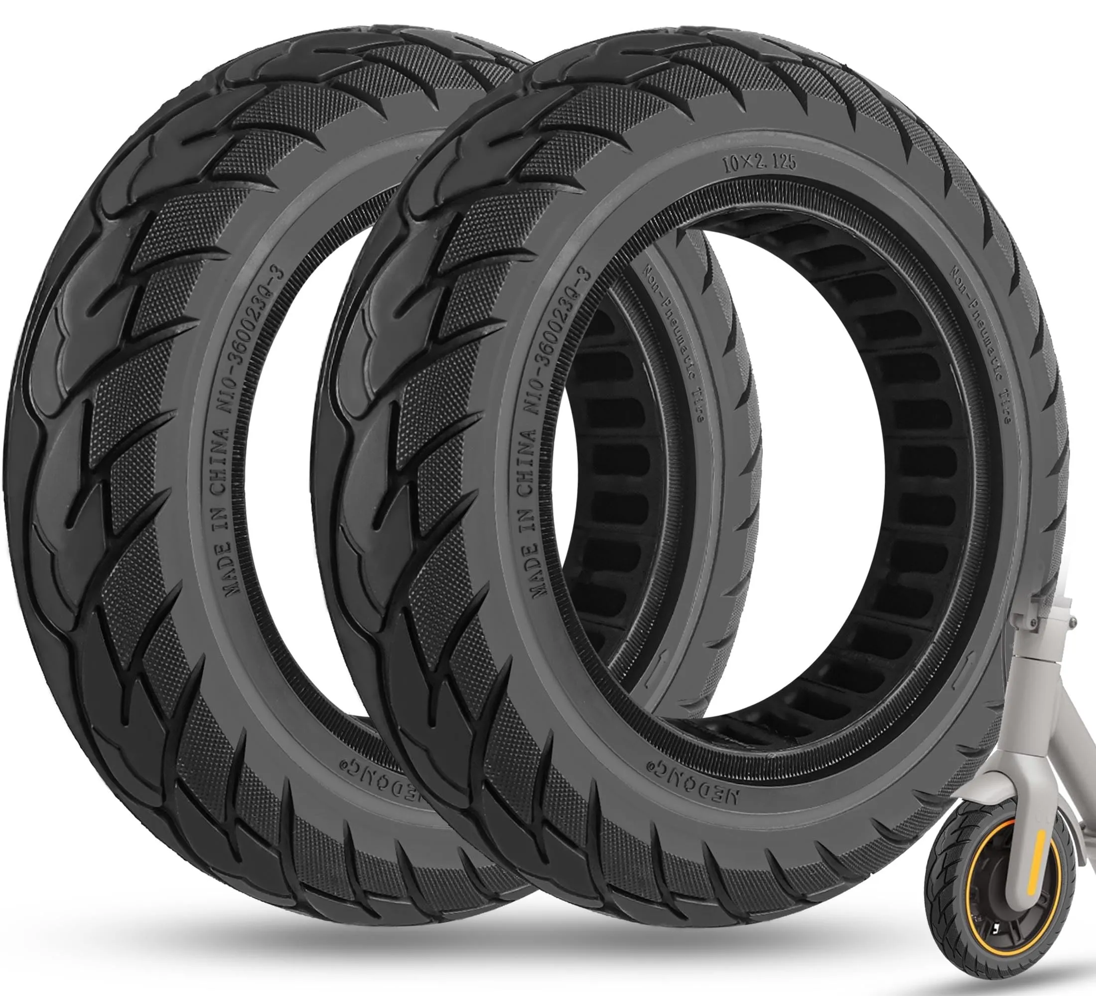 Solid Rubber Tires for Electric Scooters - 10x2.125 Puncture-Proof, Durable, Stylish Replacement