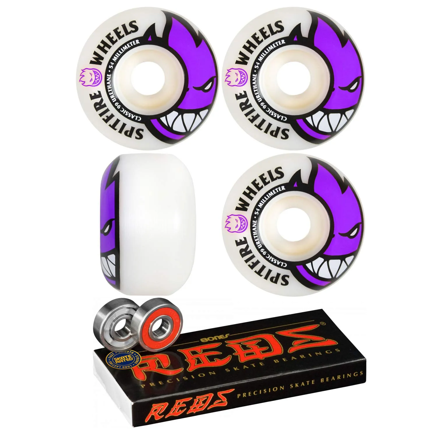 Spitfire 54mm Bighead Skateboard Wheels with Bones Reds Bearings for Smooth Riding