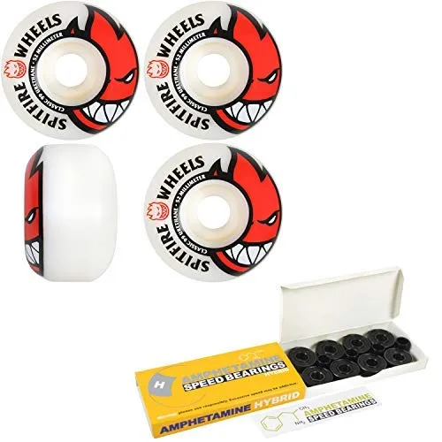 Spitfire Bighead 52mm White 99A Skateboard Wheels with Hybrid Ceramic Bearings