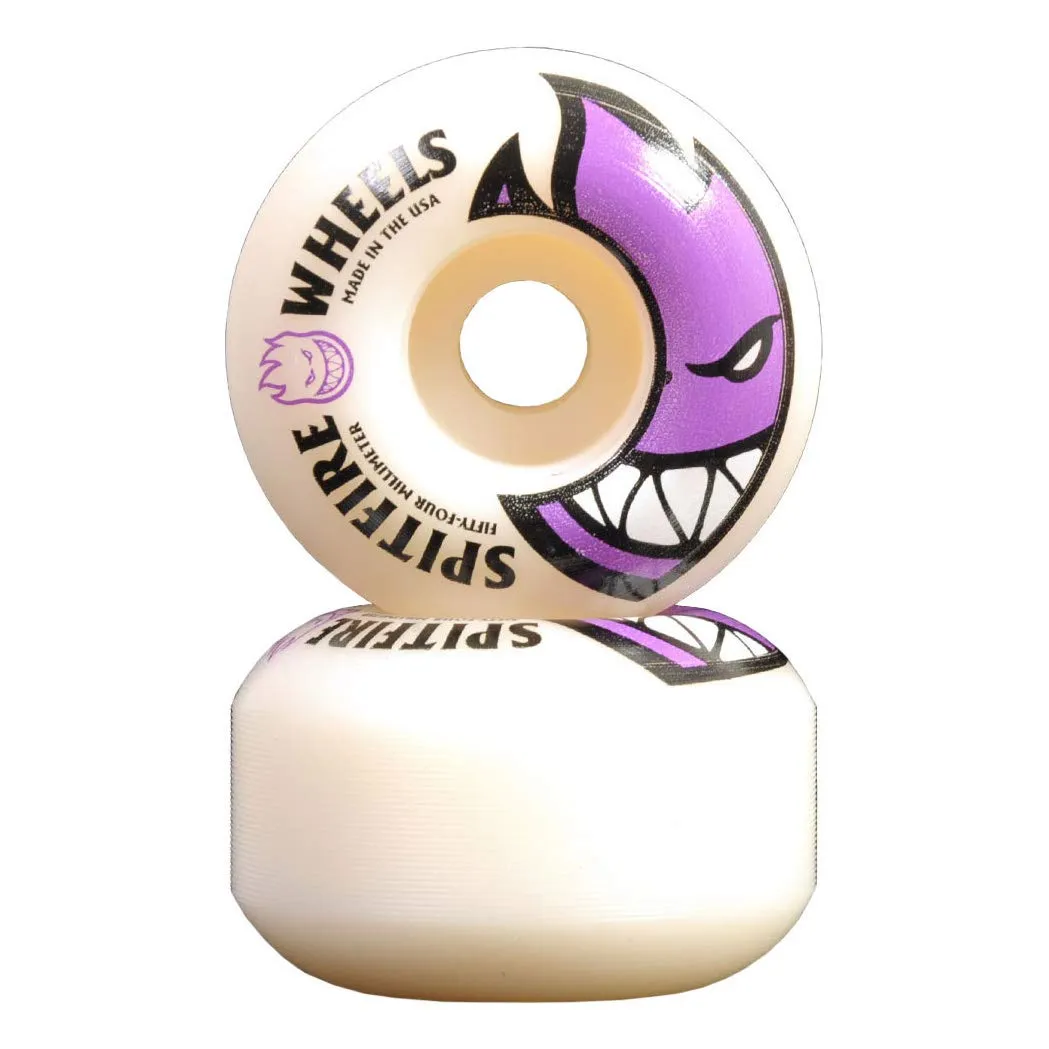 Spitfire Bighead 54mm White Skateboard Wheels with Purple Design - Set of 4