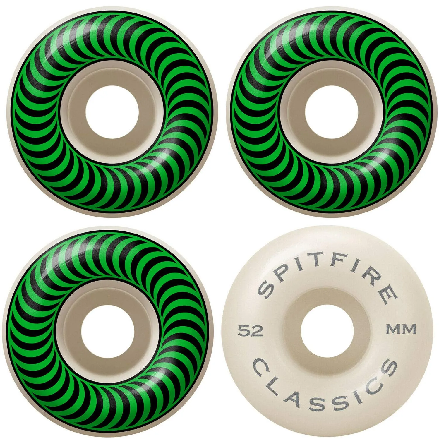 Spitfire Classic Series High Performance Skateboard Wheels 52MM White – Fast, Smooth, Control