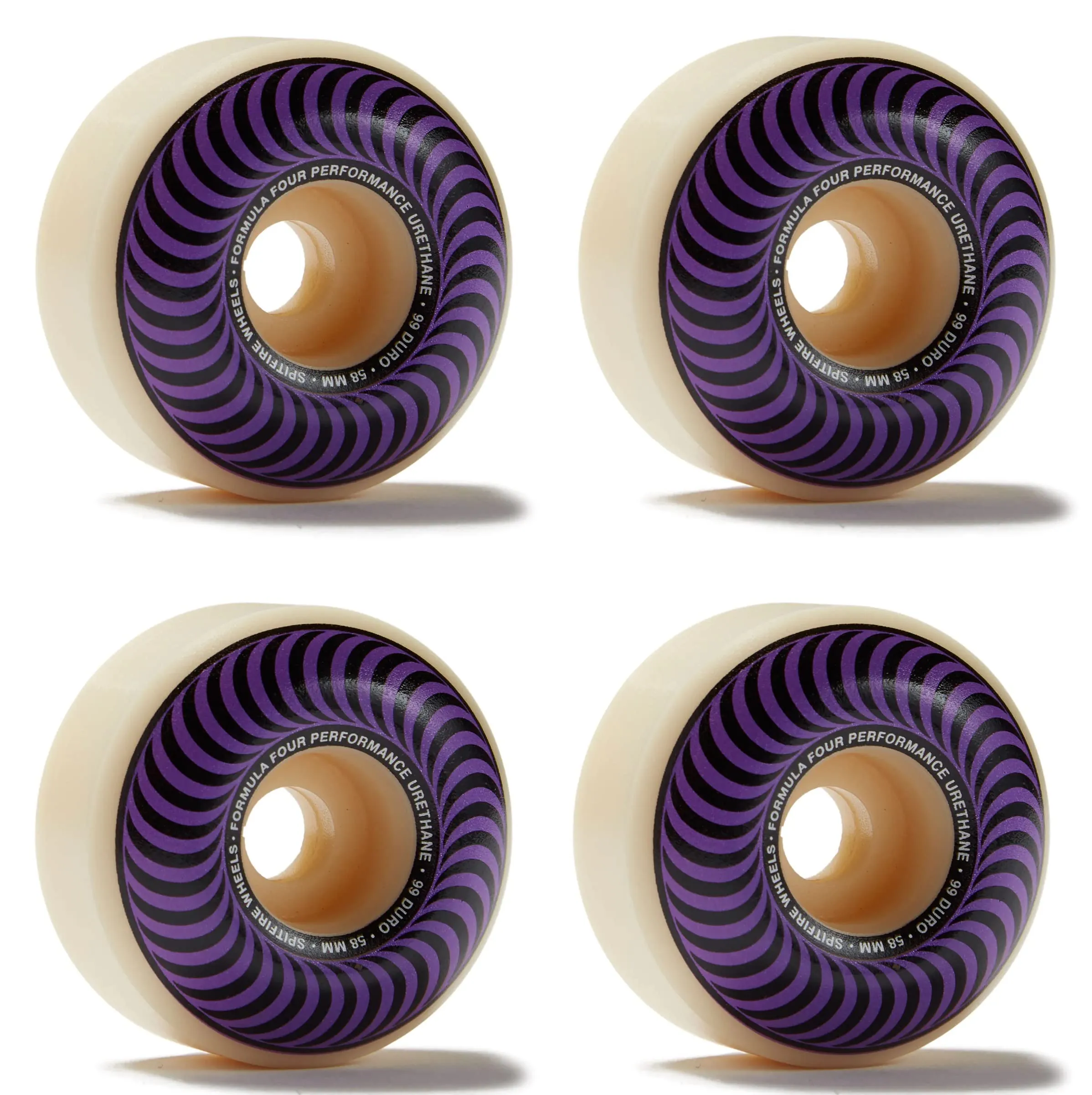 Spitfire F4 Classics 99A Skateboard Wheels 58mm Purple/White - Durable & High-Performance Set