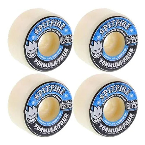 Spitfire Formula 4 99a Conical Full 54mm White with Blue Skate Wheels