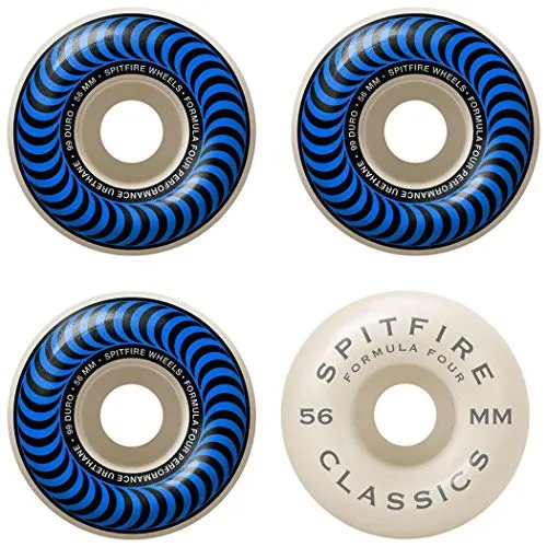 Spitfire Skateboard Wheels F4 Classics 56mm 99A Blue/White - Ultimate Performance & Durability