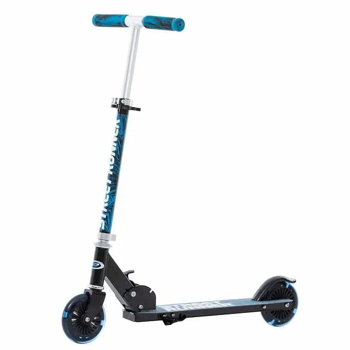 Street Runner Folding Kick Scooter in Blue - Lightweight, LED Wheels, Adjustable Handlebars