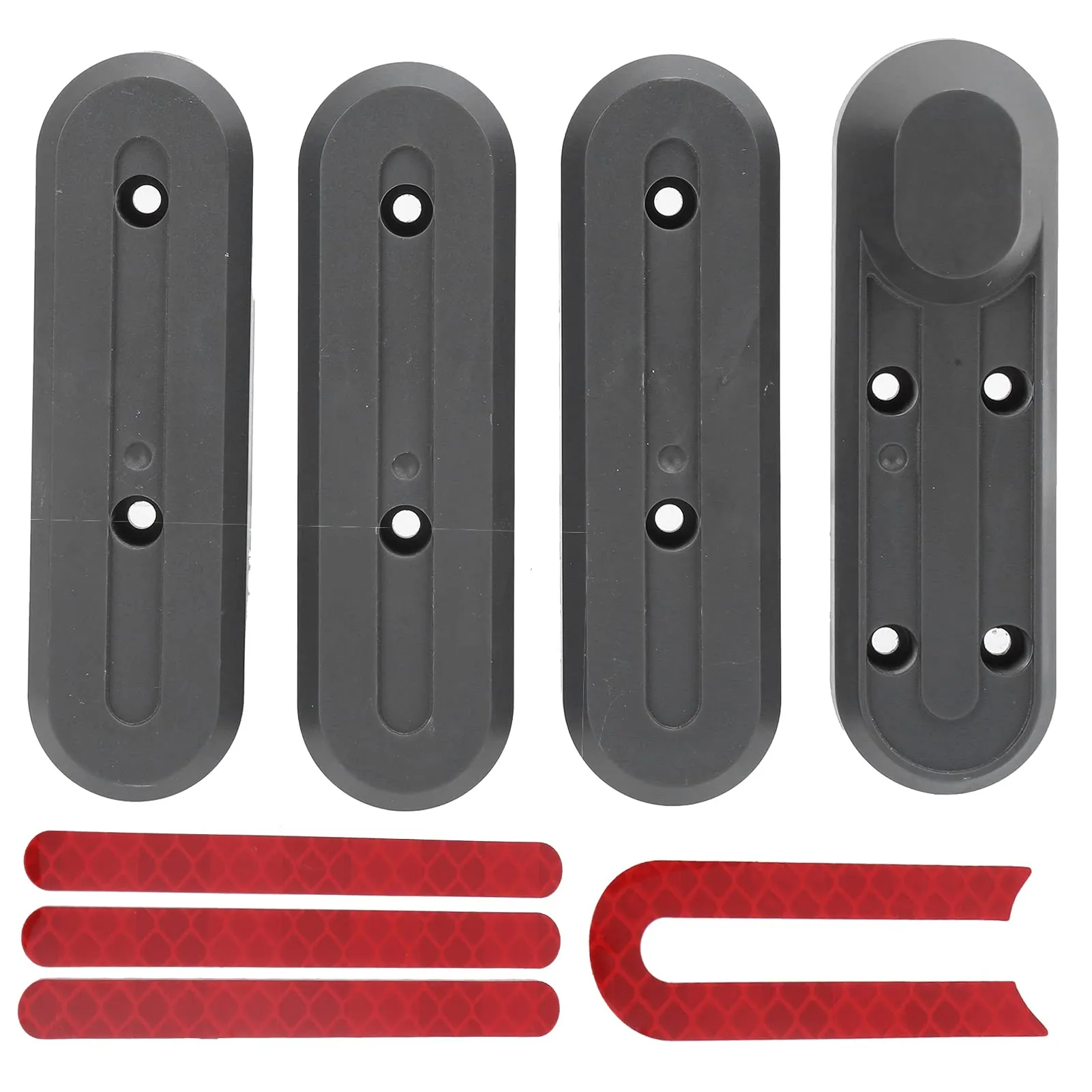 Stylish Gray Scooter Wheel Hub Covers with Reflective Stickers for Enhanced Safety