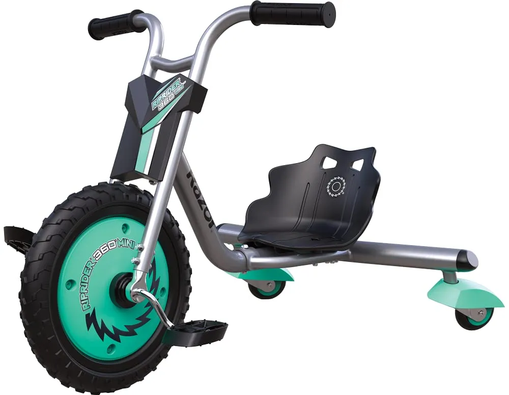 Teal Razor RipRider Mini: Ultimate 360-Degree Drifting Fun with MX-Style Handlebar