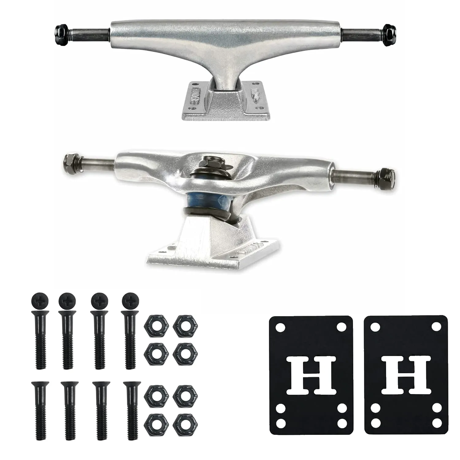 Thunder Skateboard Trucks 149 Polished Silver 8.5' with Riser Pads & Mounting Hardware Kit