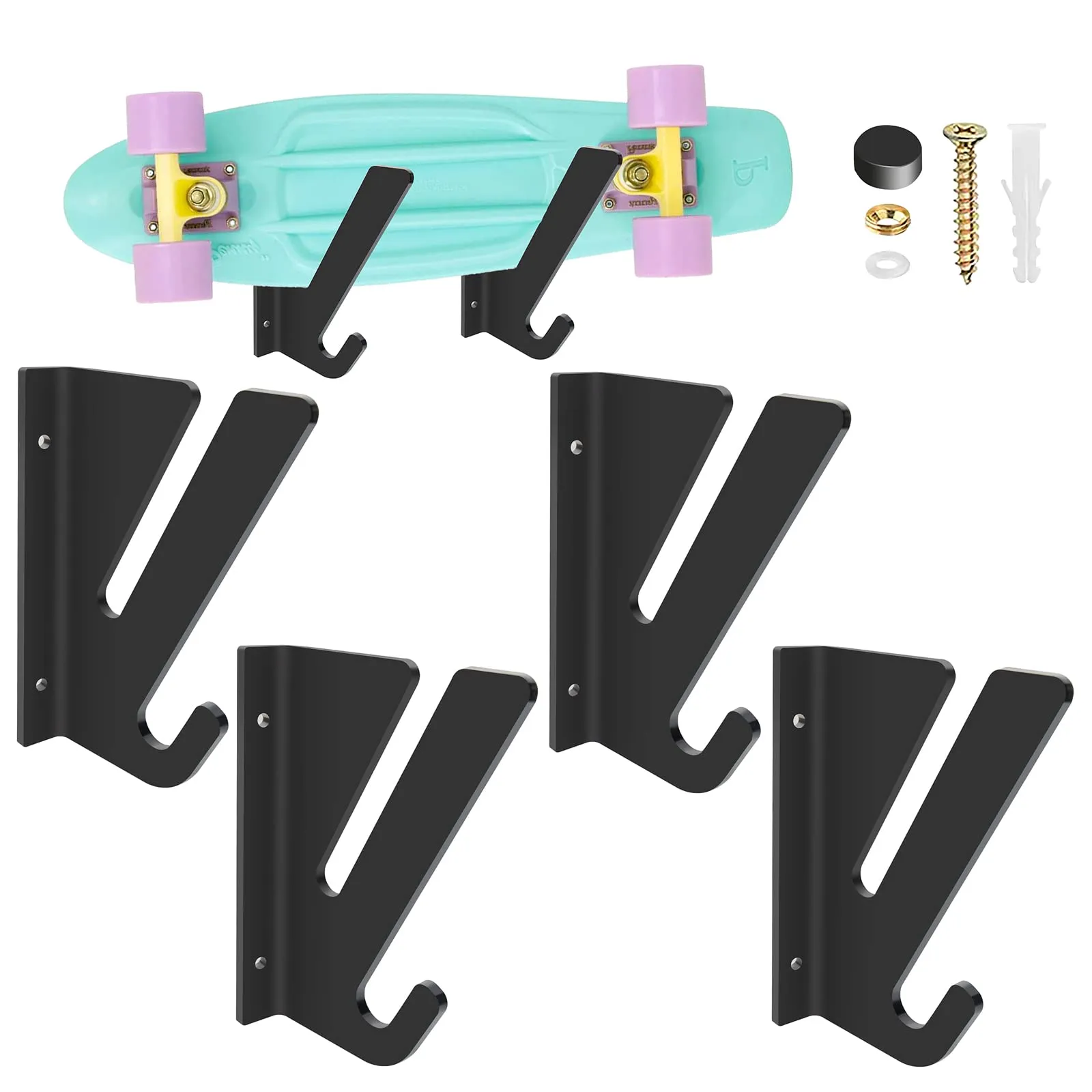 TRINENOX Skateboard Rack Wall Mount - High-Quality Acrylic Holder for Skateboards & Longboards