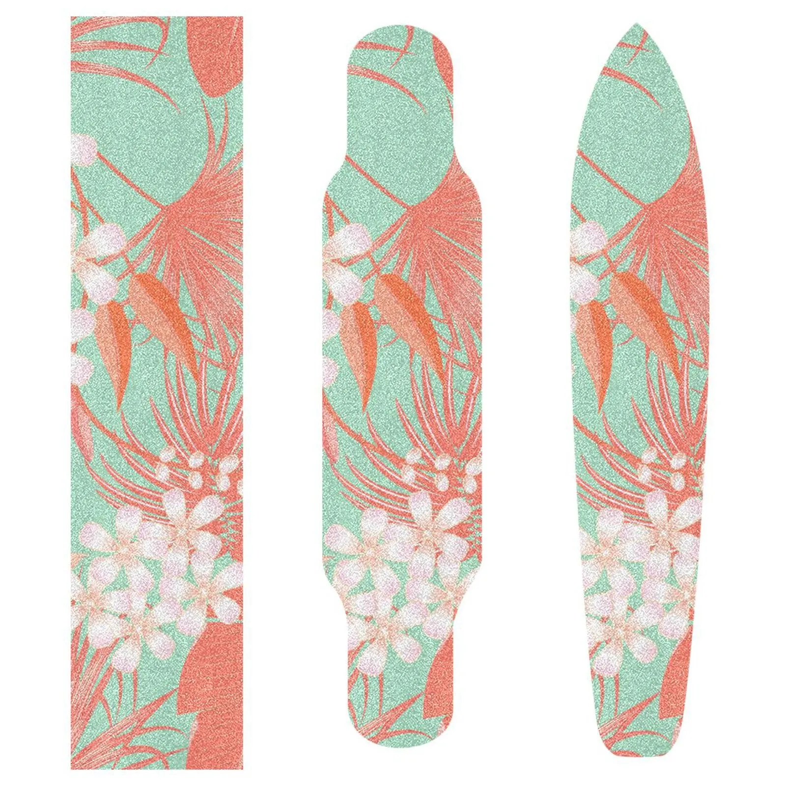 Tropical Flowers Anti-Slip Skateboard Grip Tape 44'x10' - Durable, Waterproof, Easy to Cut