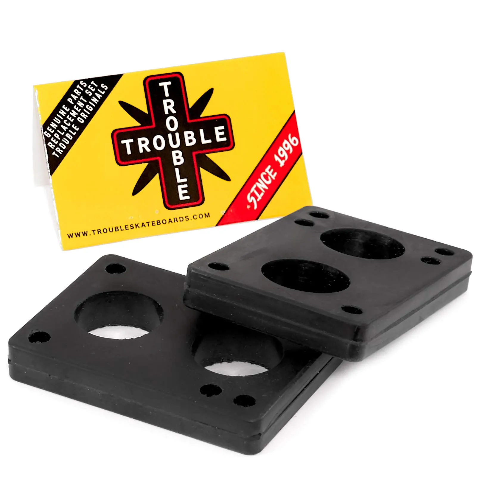 TROUBLE SKATEBOARDS 12mm Rubber Riser Pads Set of 2 for Skateboards & Longboards