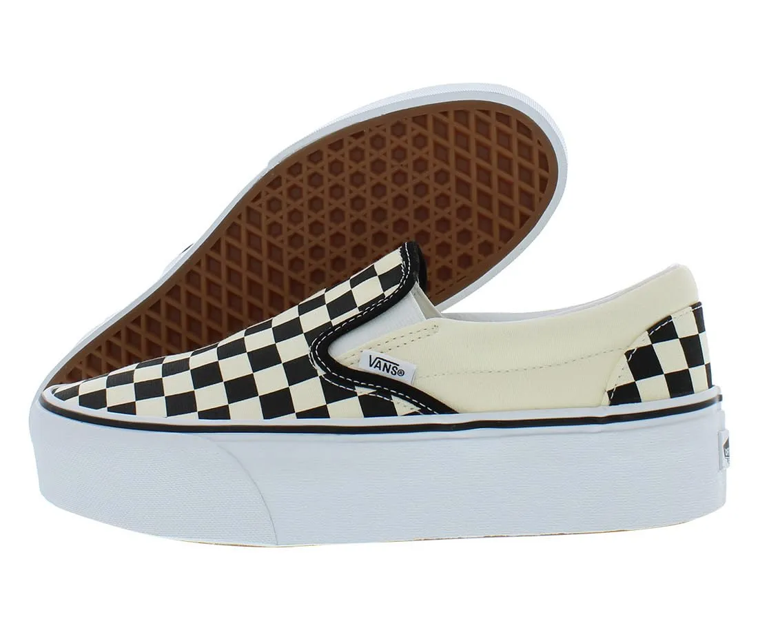 Vans Men's Slip-On Stackform Shoes, Checkerboard Black/Classic White, Size 7.5