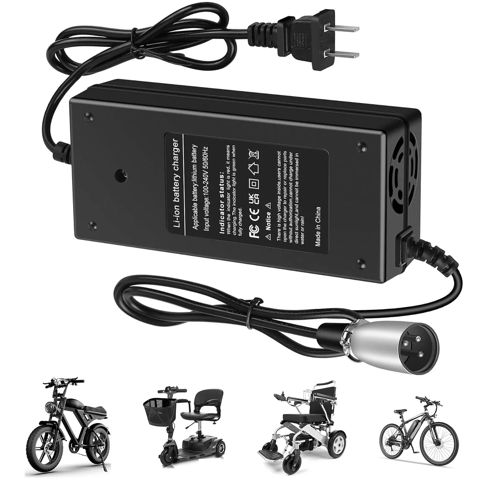 Versatile 24V/29.4V 2A XLR Charger for Electric Scooters, Wheelchairs, and More