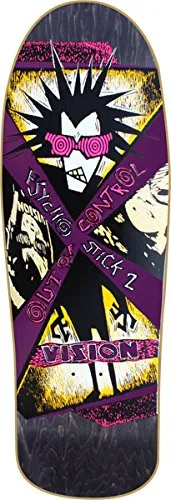 Vision Psycho Stick #2 Skateboard Deck 10x30.5 Black/Purple with MOB Grip