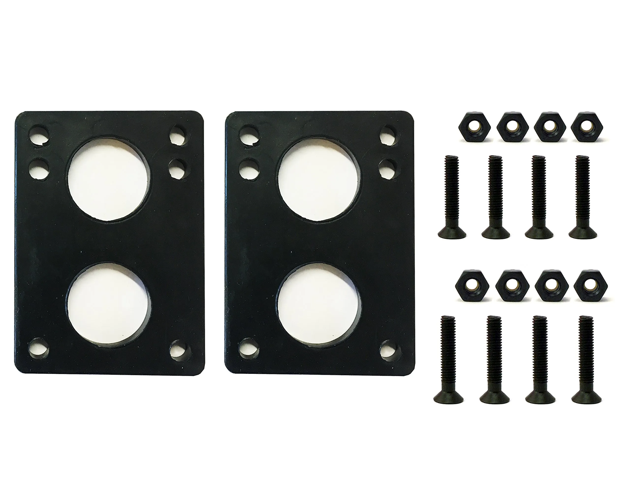 VJ Longboard Riser Pads 6mm with Hardware Screws - Black Skateboard Accessories