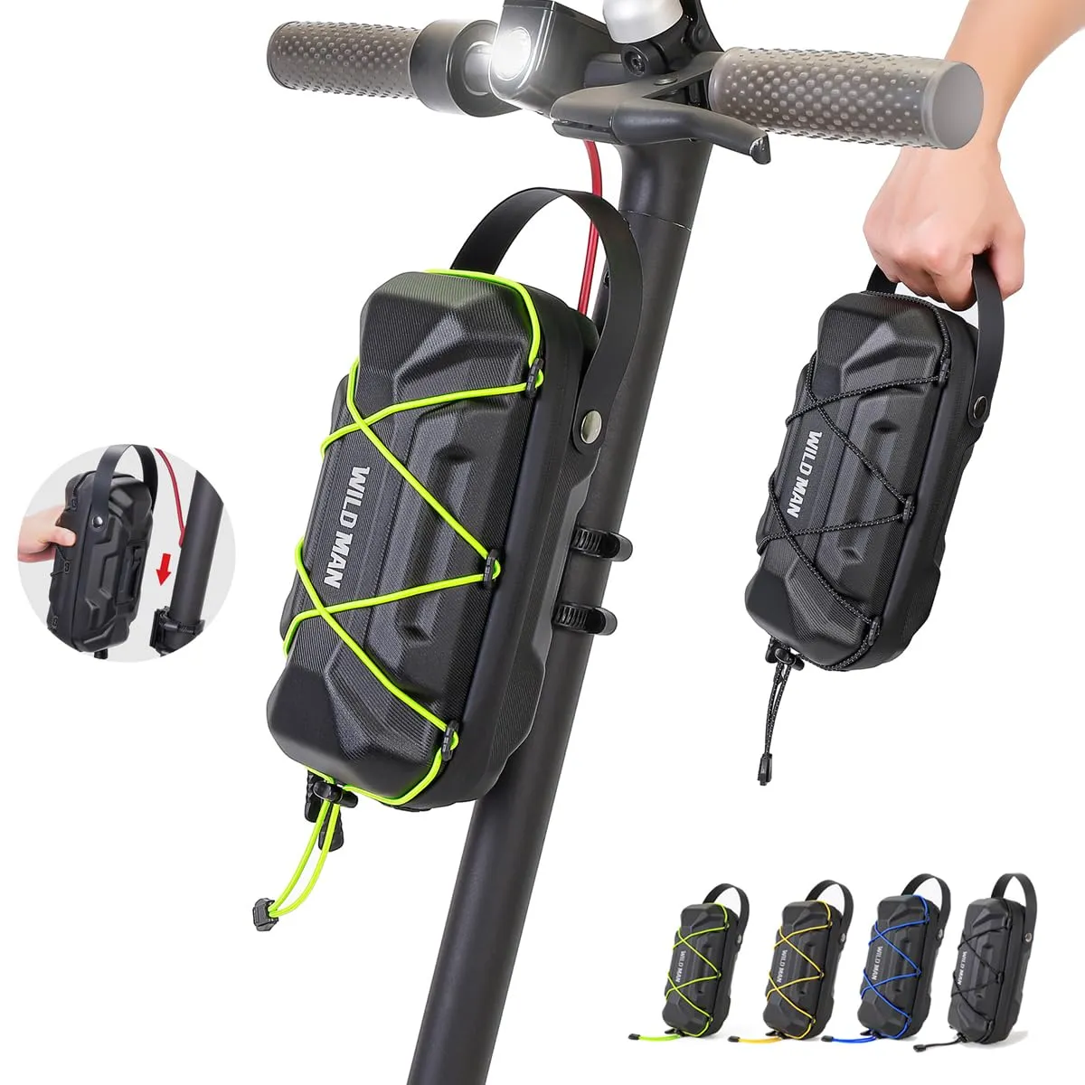 Wild Man 2L Waterproof Quick-Release Bike Handlebar Bag for Scooters and Bicycles