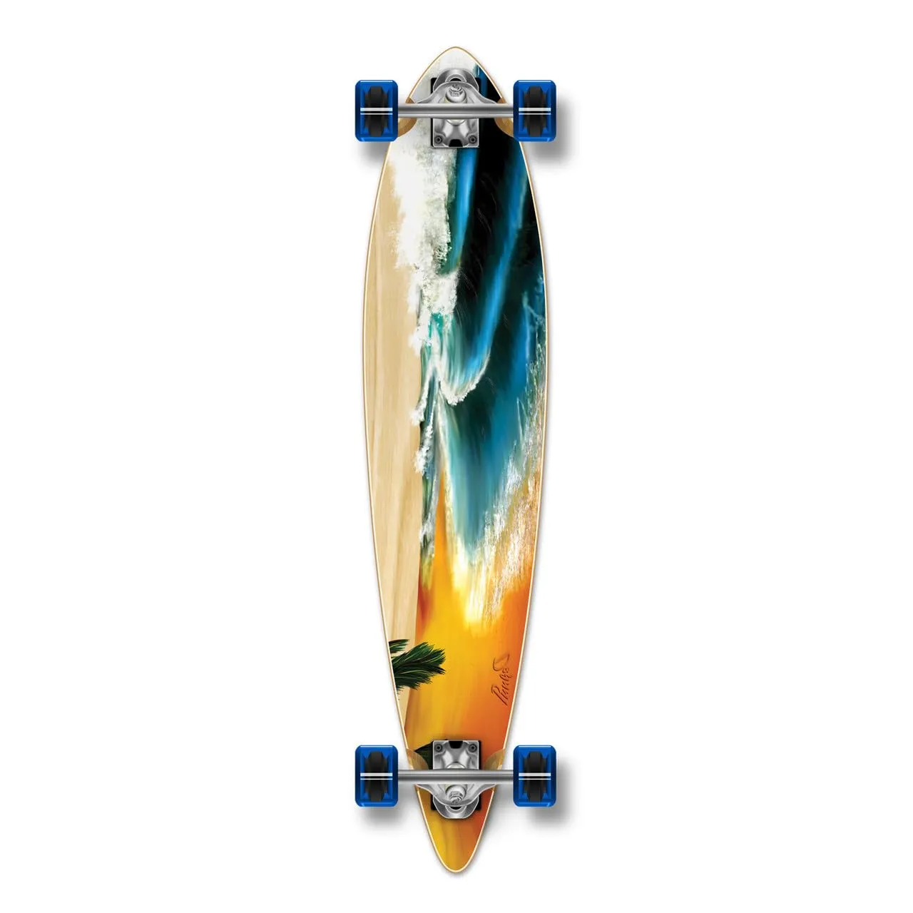 Yocaher Beach Series Complete Pintail Longboard Cruiser 70mm Wheels, 9.675' Aluminum Truck