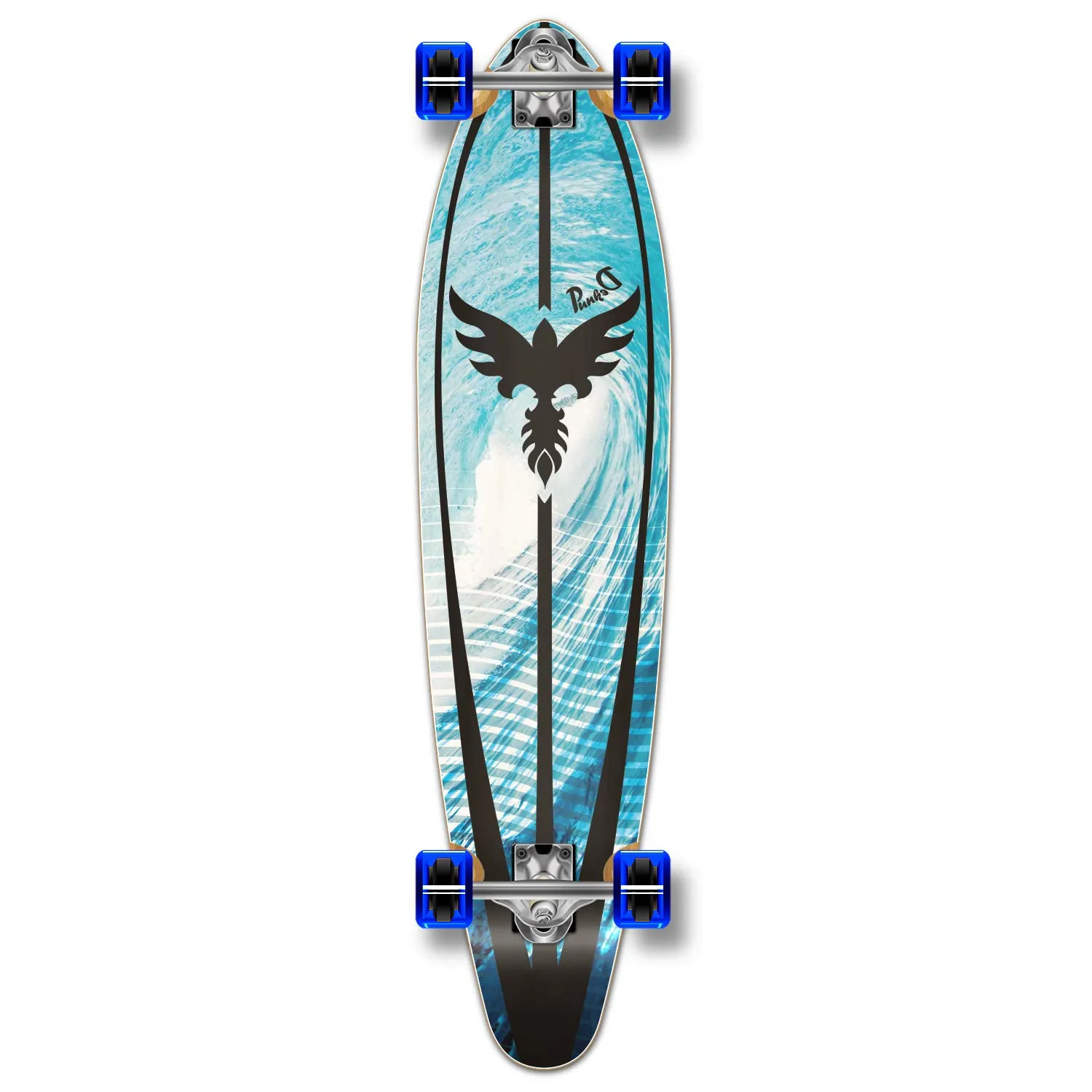 Yocaher Punked Graphic Kicktail Complete Longboard Skateboard, Tsunami, 40'x9', Ideal for Beginners